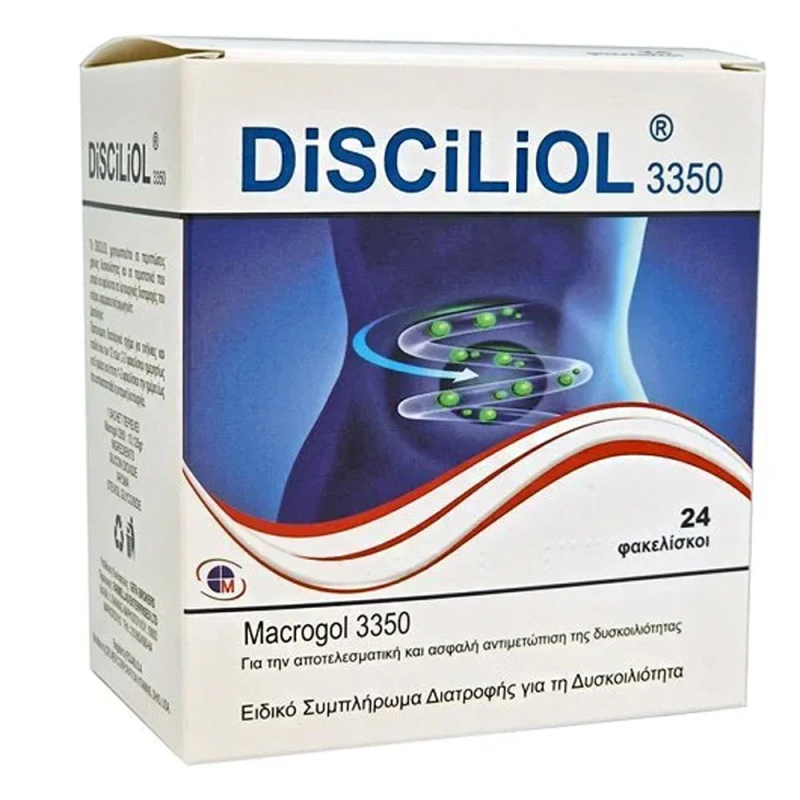 Medichrom DiSCiLioL Magrogol 3350 Special Food Supplement Για Την Αντιμετώπιση Της Δυσκοιλιότητας 24τμχ Medichrom DiSCiLioL Magrogol 3350 Special Food Supplement Για Την Αντιμετώπιση Της Δυσκοιλιότητας 24τμχ
